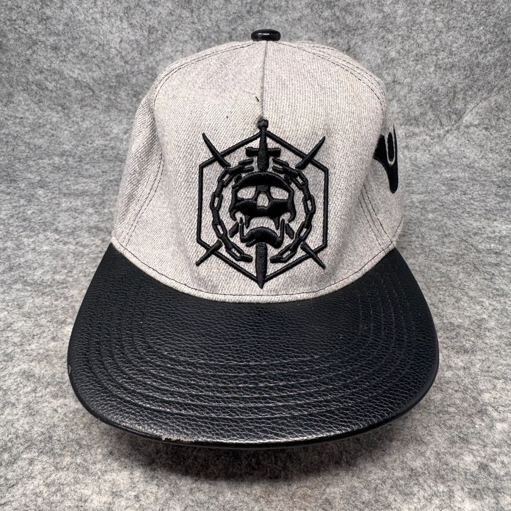 Destiny Hat Bungie Gaming SnapBack Cap Adult Black Faux Leather Gray